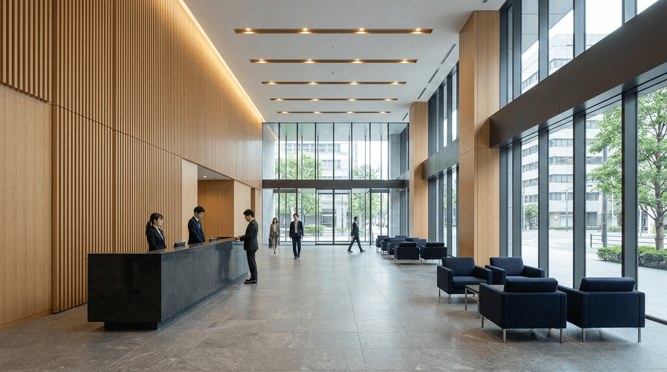 建物内のラウンジと通路